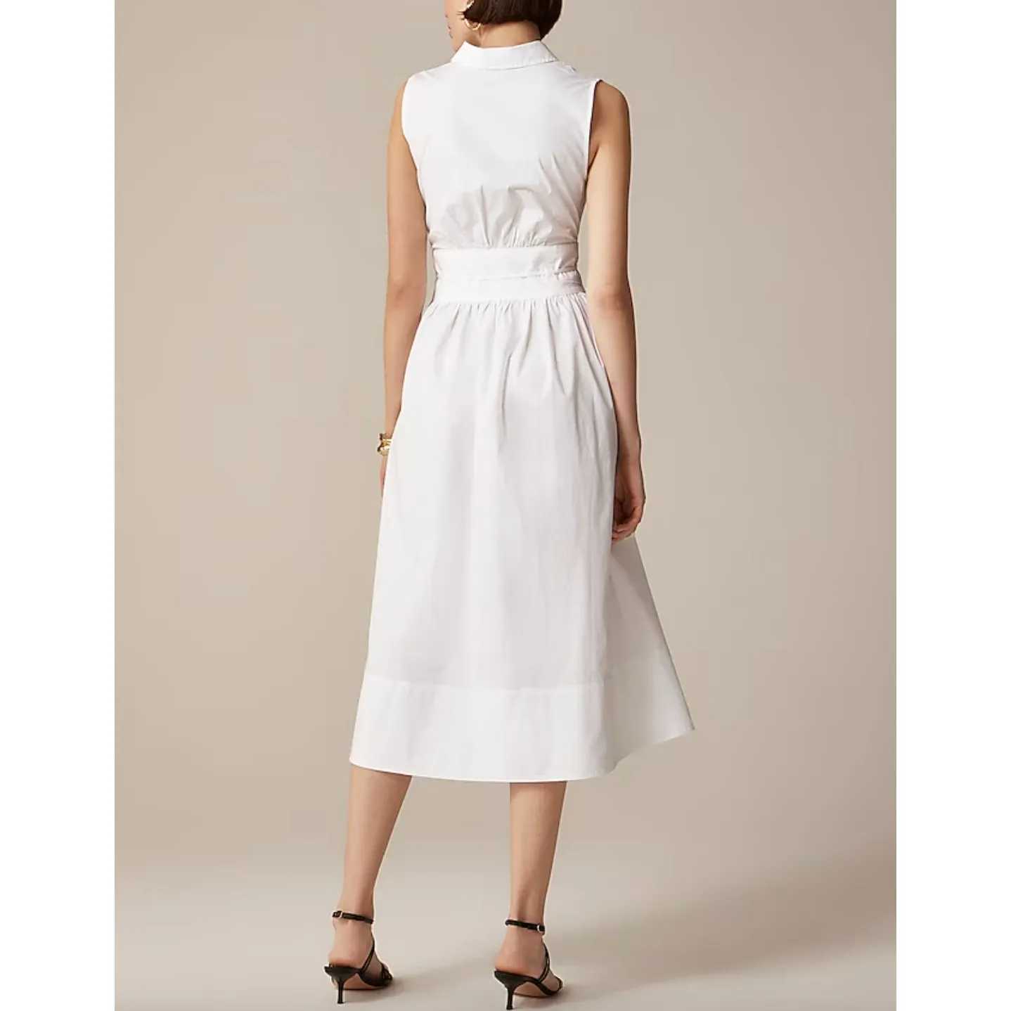 J.Crew Fitted Waist Shirtdress Cotton Poplin Midi A Line Classic White US 10 NWT - Image 2