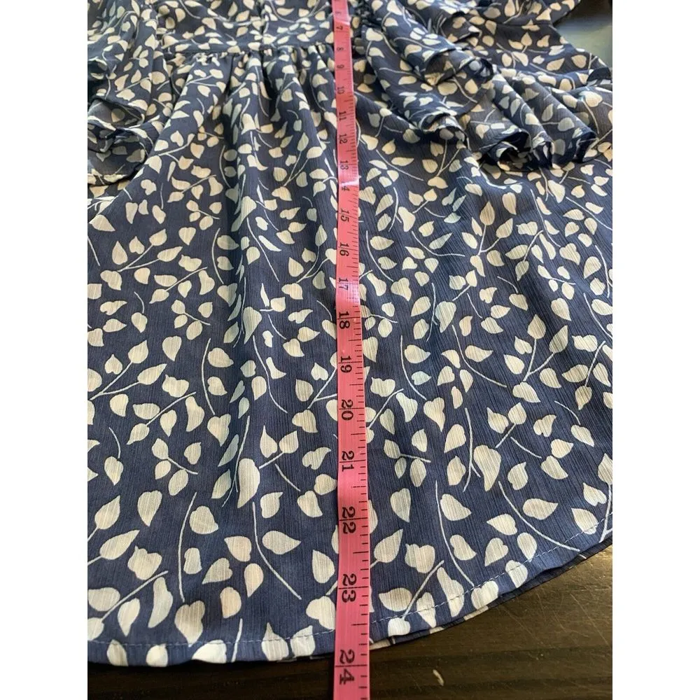 Gap Cottage Blouse Top Women Small Black Floral Print Ruffle Boho Semi‎ Sheer - Image 13