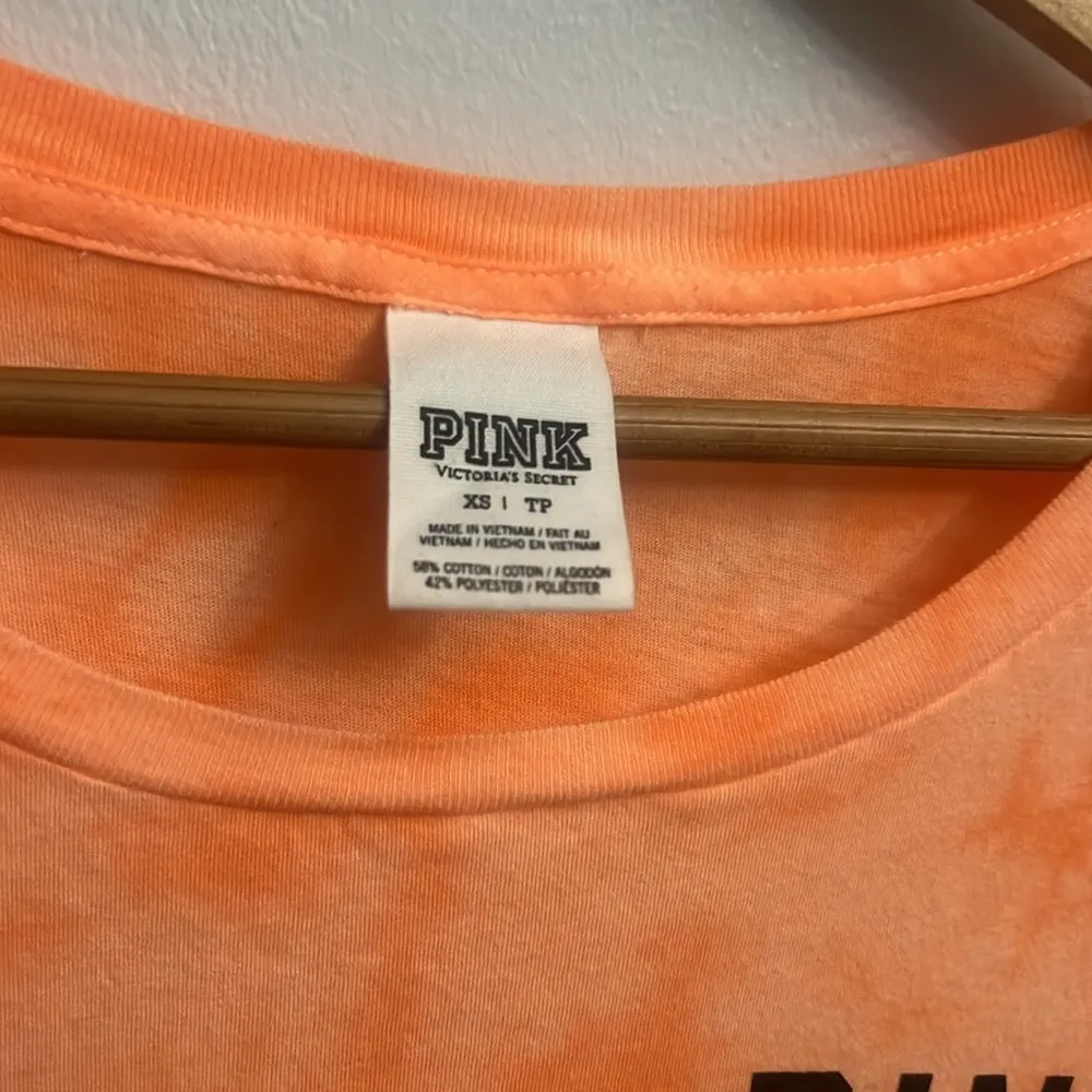 PINK 3/4 Length T-Shirt Orange Tie Dye XS Oversize fit - Image 2