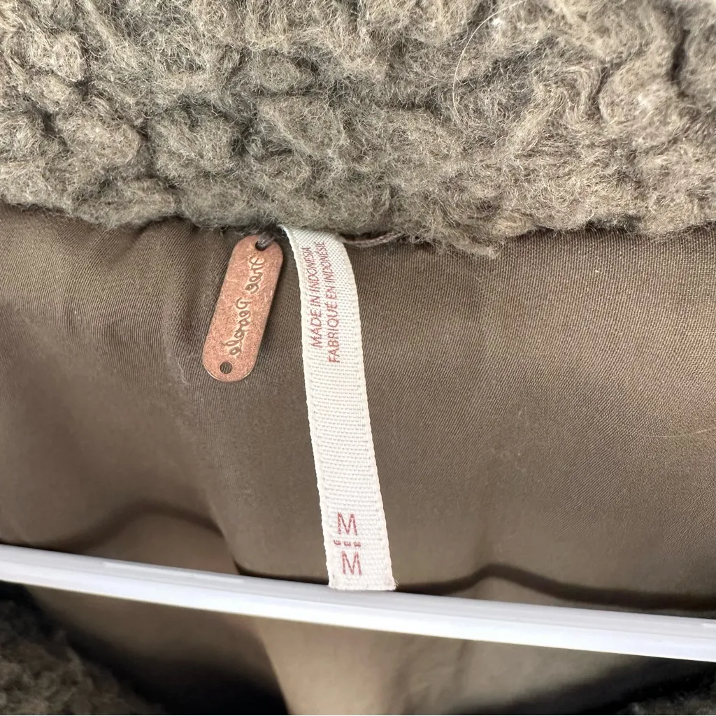 Free People So Soft Cozy Oversized Teddy Bear Coat Jacket Size Medium Green - Image 5