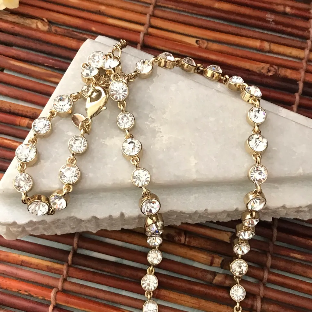 Chico's  Brûlée Crystal & Gold Tone Long Necklace - Image 7