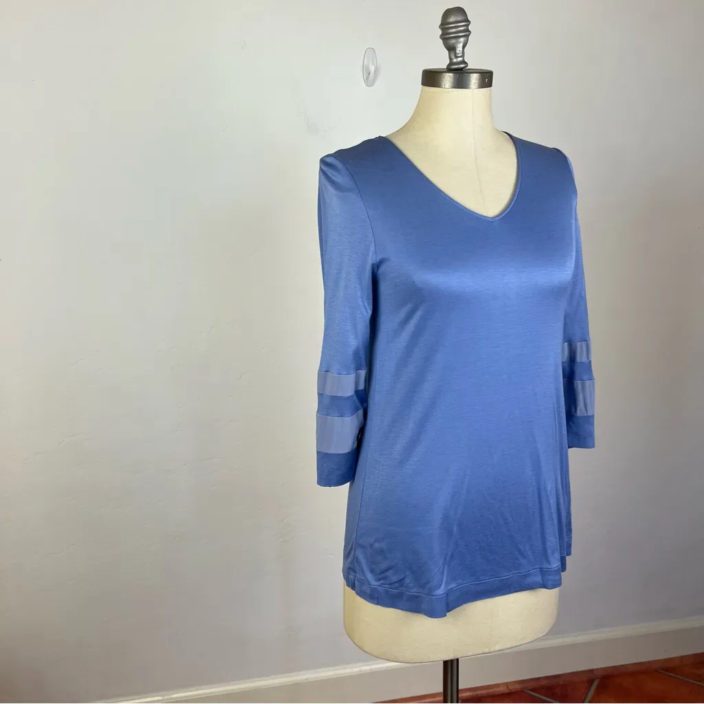 Hanro Light Blue Scoop Neck Top Size XS - Image 2