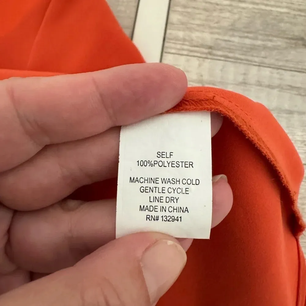 Amanda Uprichard Red Orange Short Sleeve Top Twist Neckline Office Size Small - Image 5