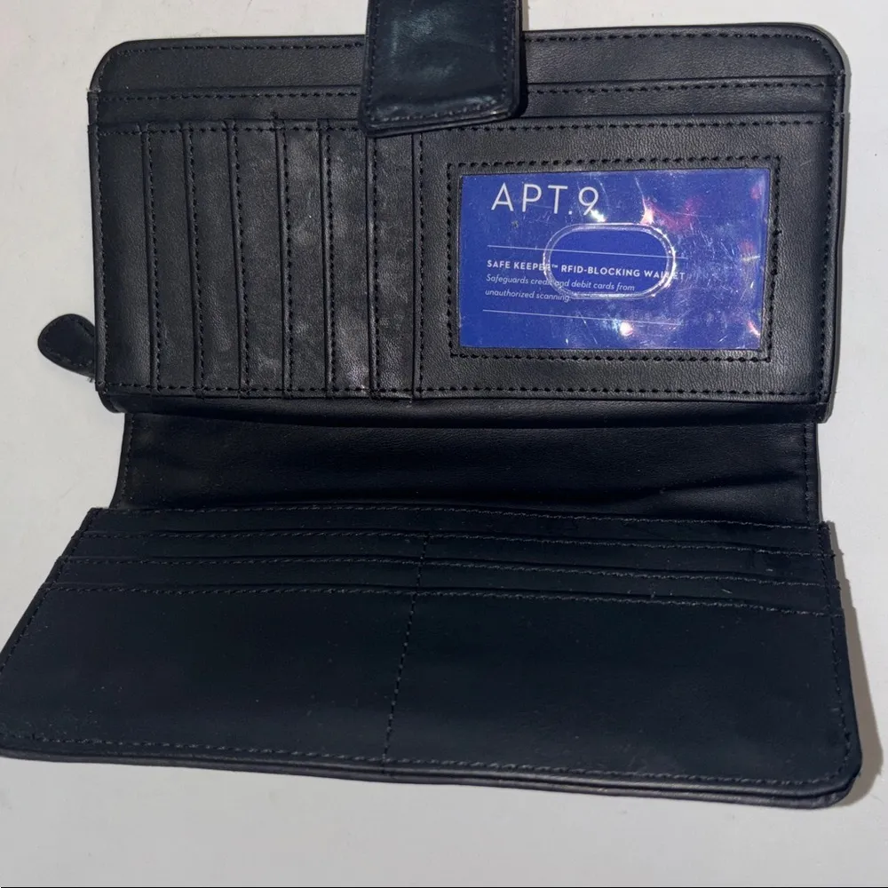 SAFE KEEPER BLACK GENUINE LEATHER WALLET MULTIPLE CARD HOLDERS SNAP/ZIP CLOSURE - Image 8