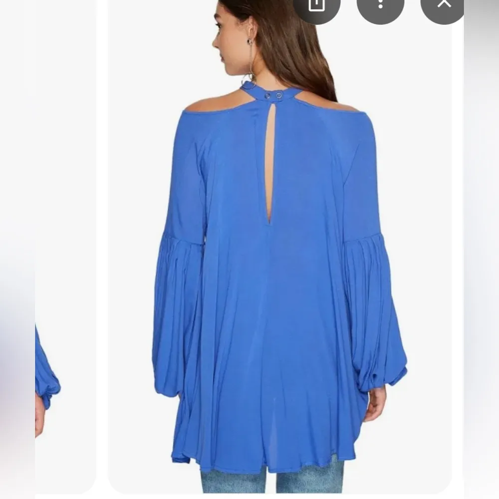 Free People Drift away cold shoulder boho blue dress/tunic sz XS or S - Image 4