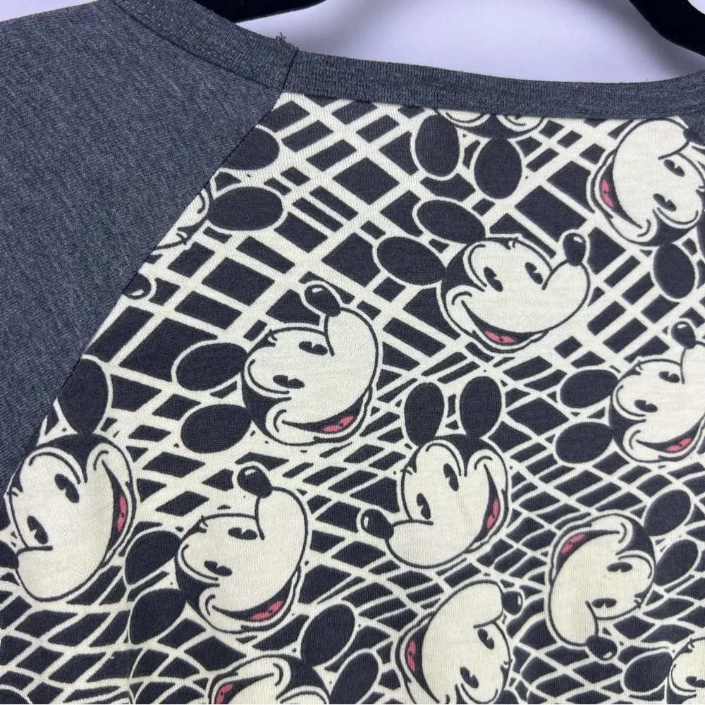 LuLaRoe Disney Randy Shirt Mickey Mouse Gray Raglan 3/4 Sleeve Tee S - Image 7
