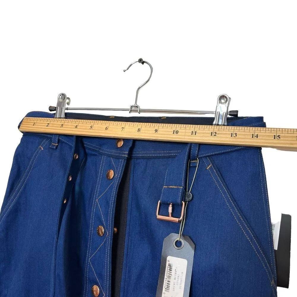 Rag & Bone NWT Branson Denim Midi Skirt Indigo Belted Button Women’s Size 6 - Image 12