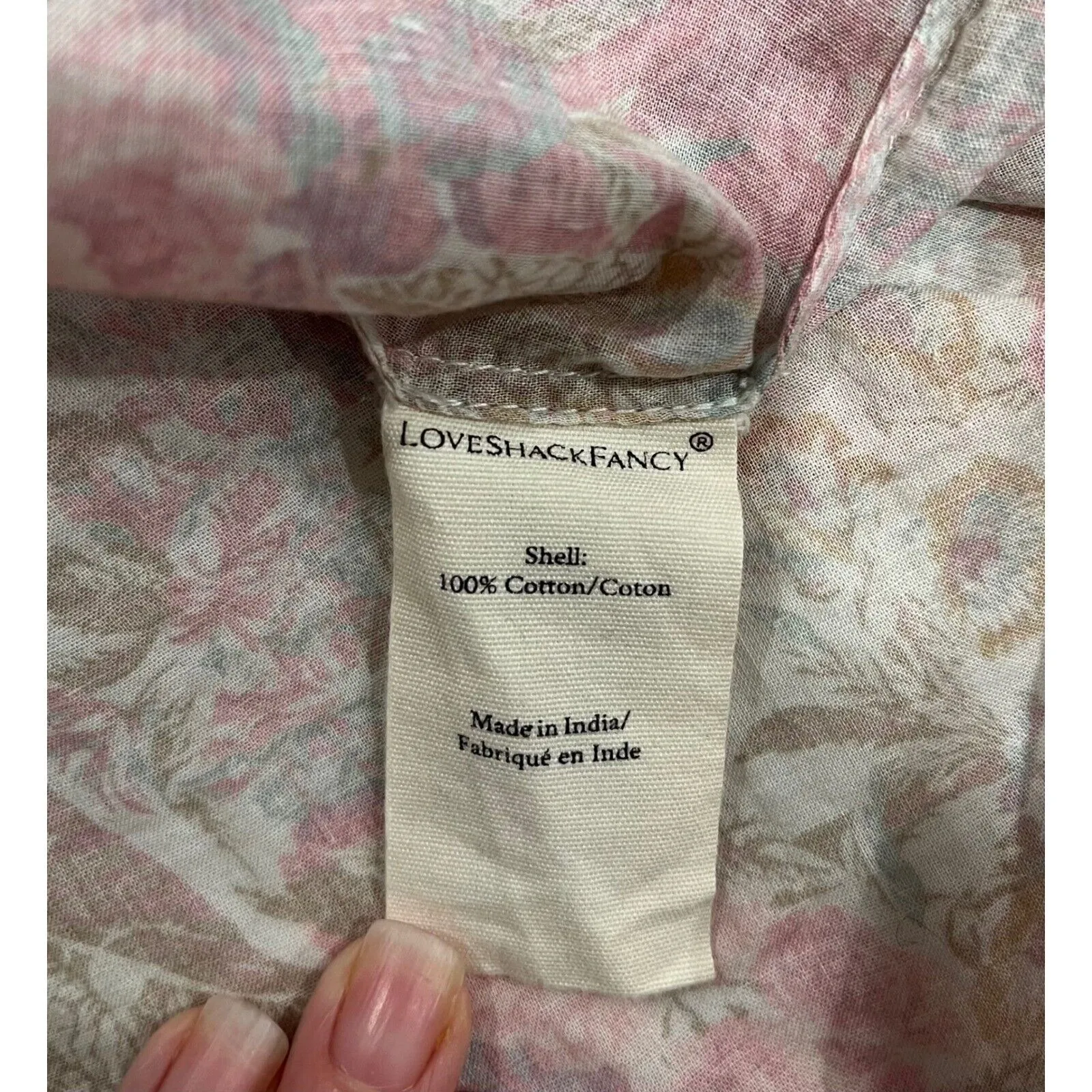 LoveShackFancy Brooke Floral lace Blouse button down Cuff Long‎ Sleeve Top XS - Image 4