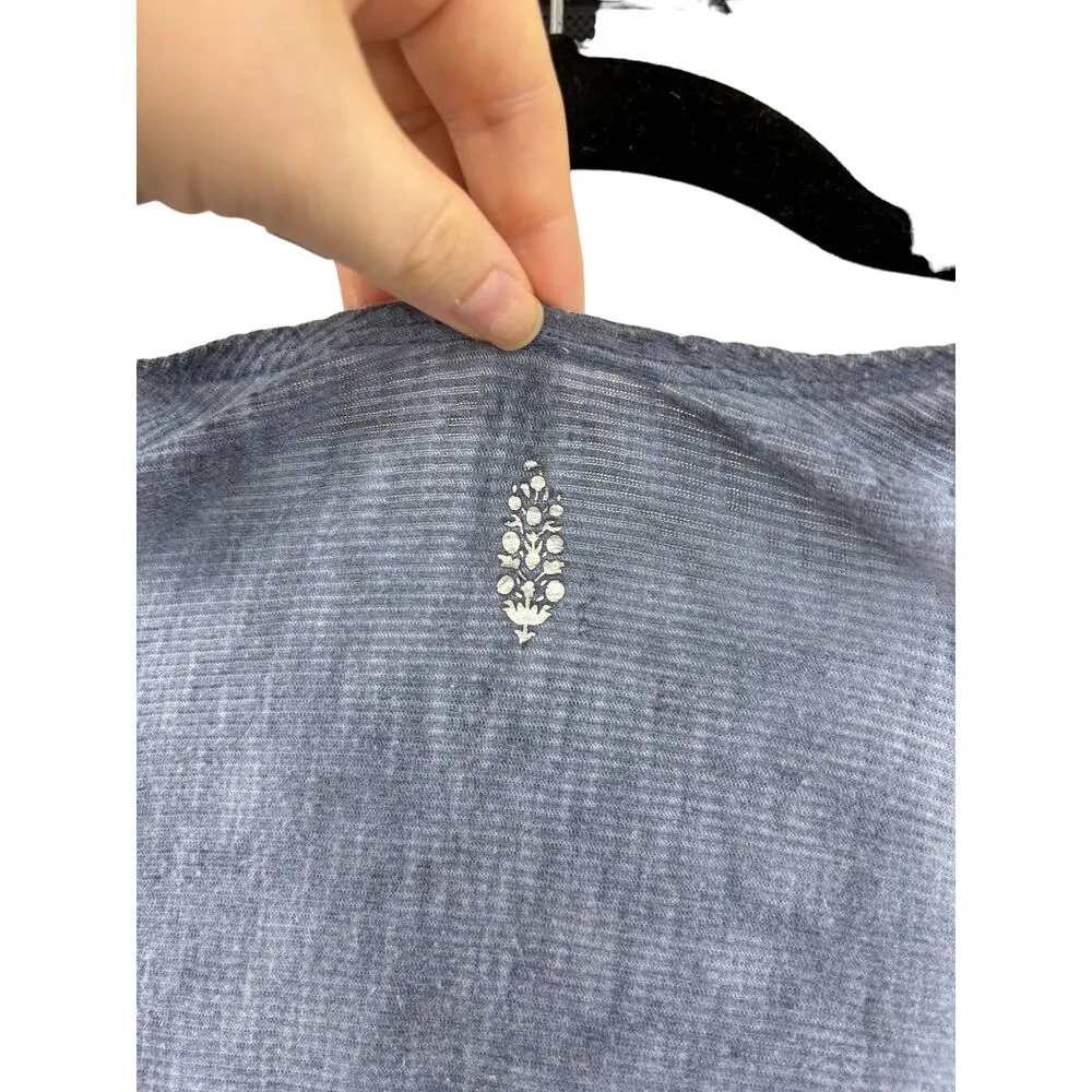 Free People Top Womens XS Zenith High Low Tee Blue Thumbhole Ribbed FP Movement - Image 9