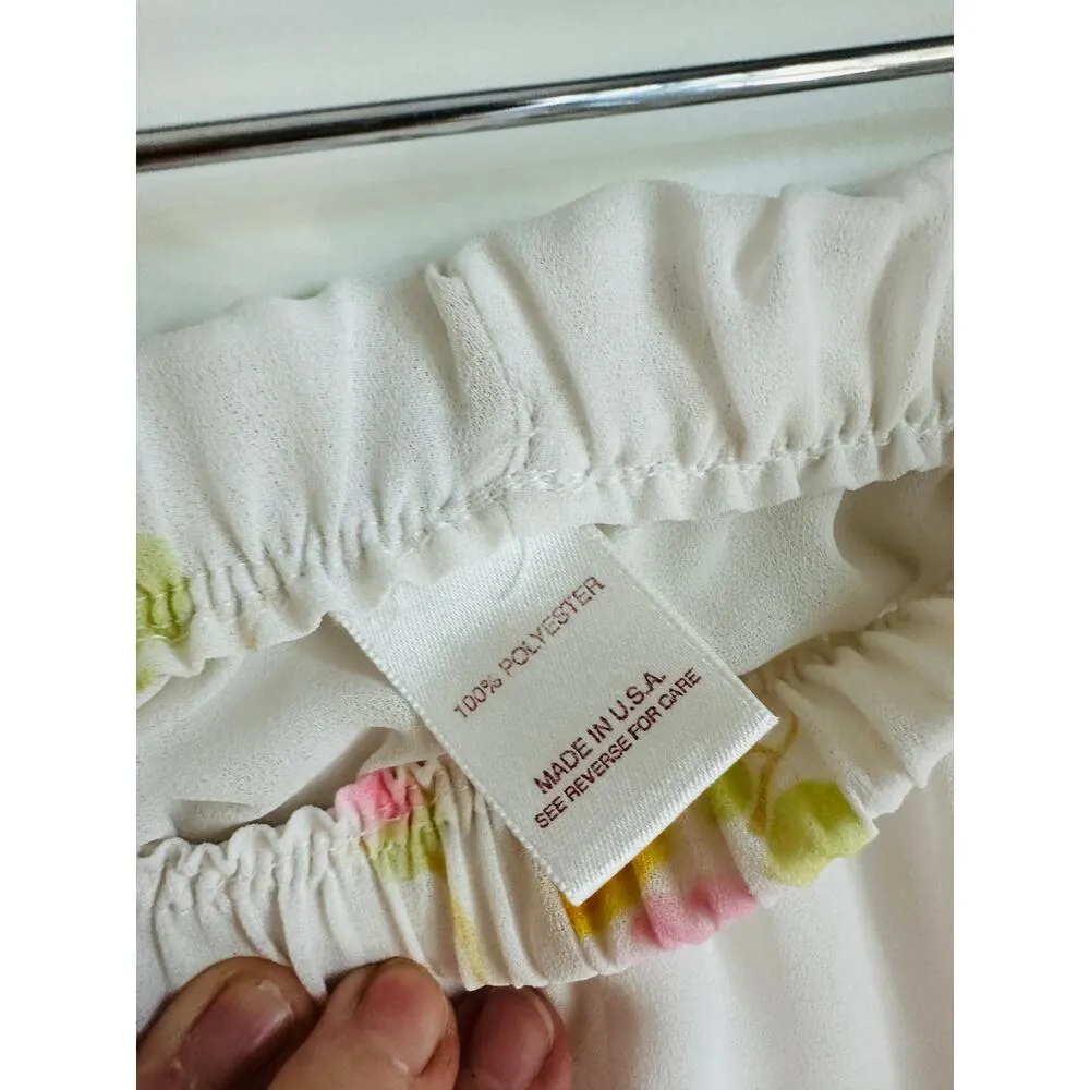 Vintage Sheer Floral Print Capri Style Pant Pj Pants Size 4 Coquette ballerina White - Image 4