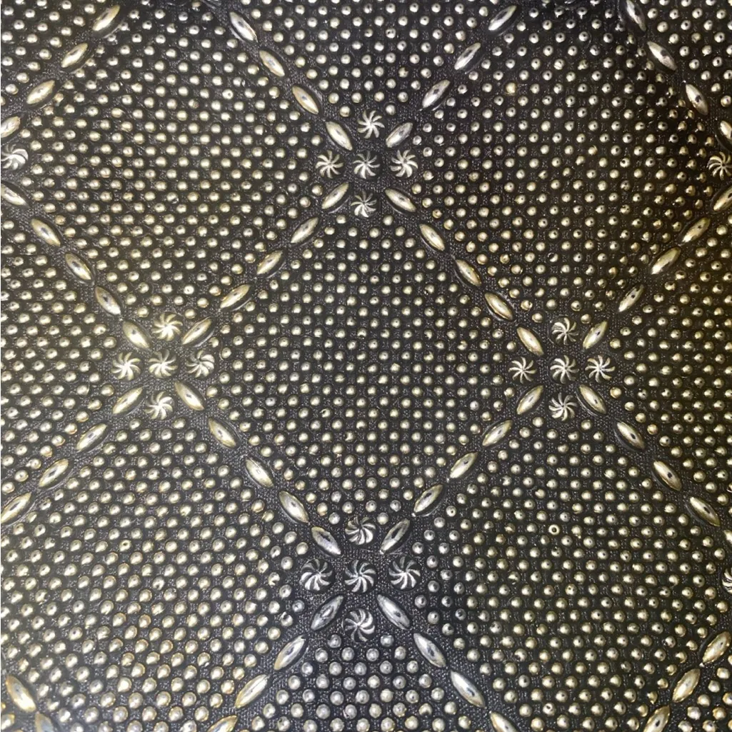 Gold & Silver Metal Studded Wristlet With Braided Clip On Cord - Image 7