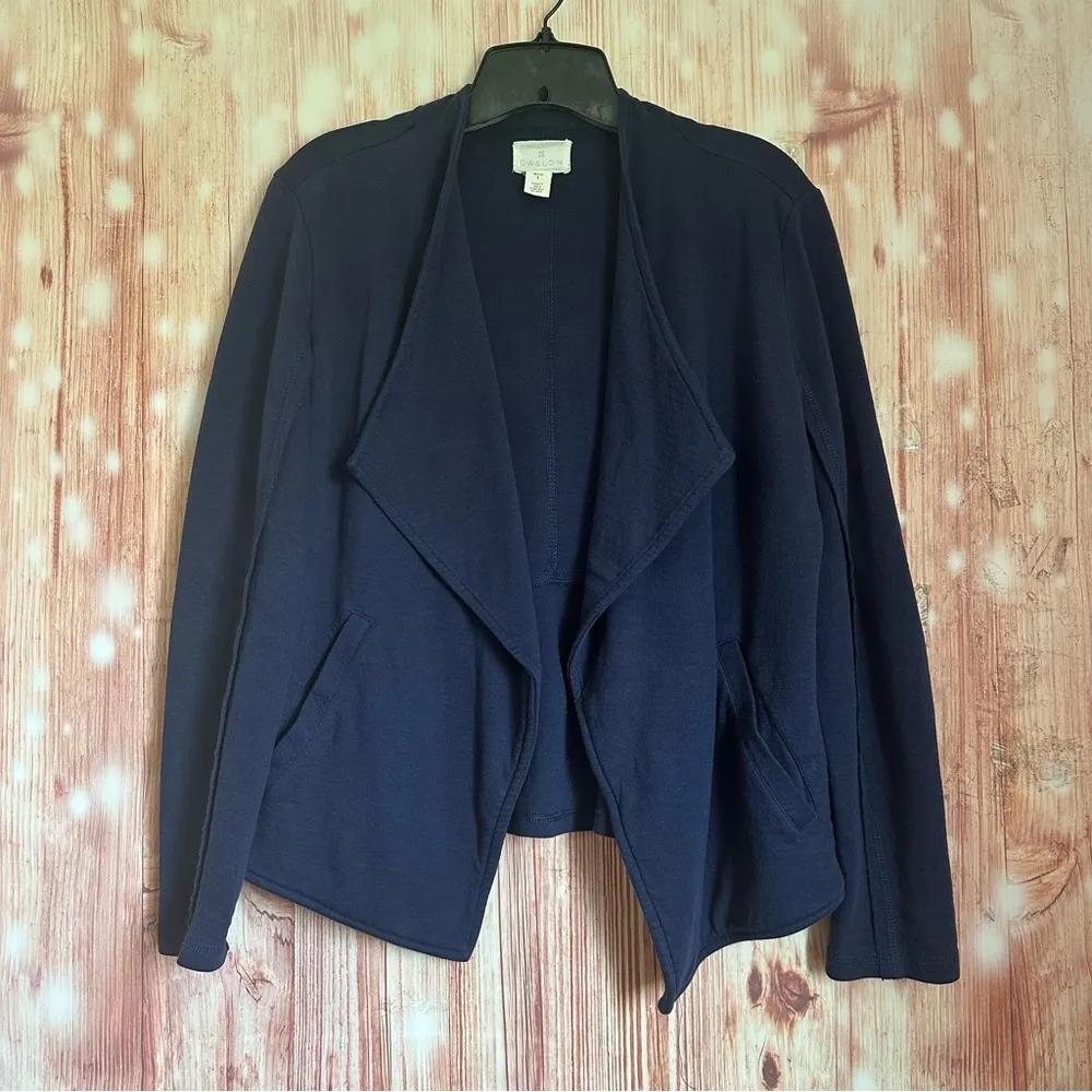Caslon Navy Blue Drape Collar Knit Blazer - Image 2