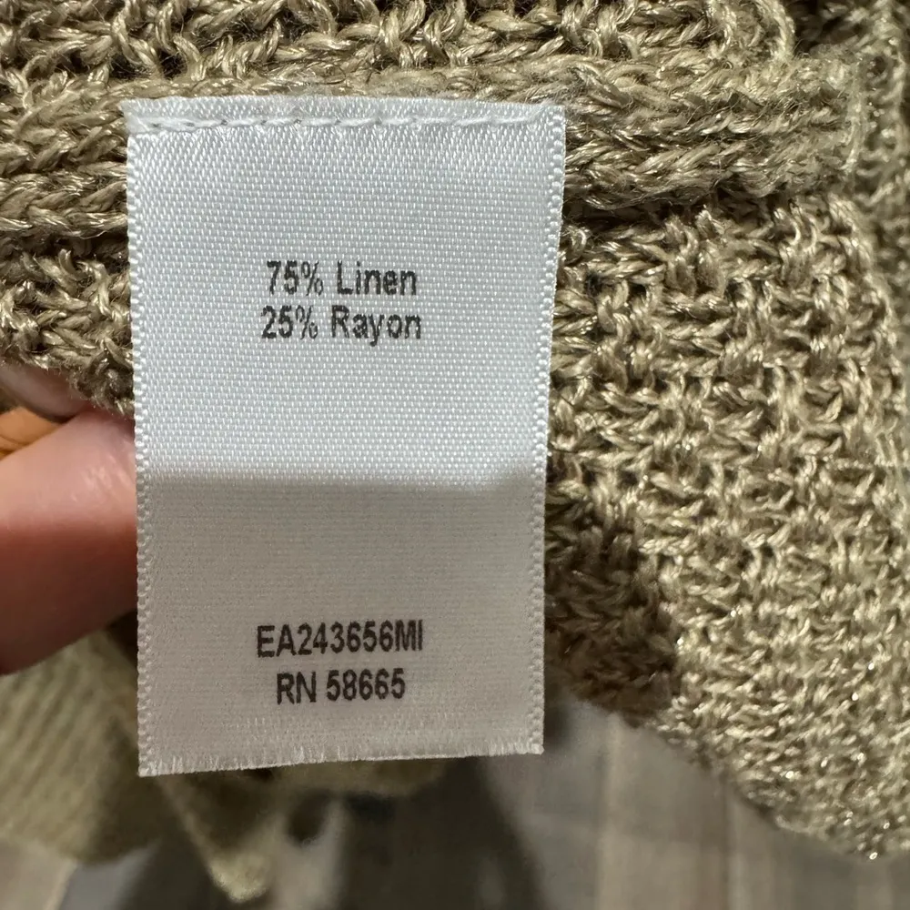 Classiques Entier Tan Open Knit Linen Blend Cardigan Sweater Size S - Image 9