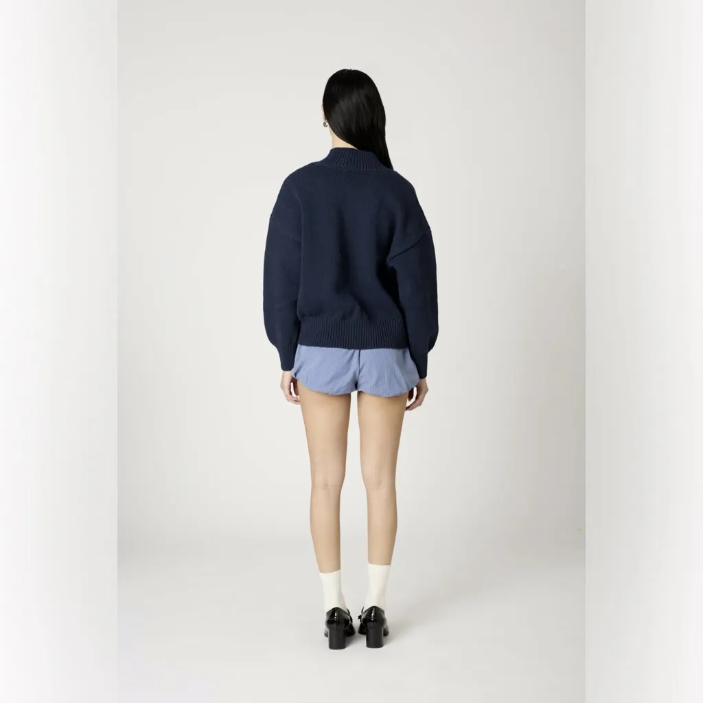 NIA Chia Pullover V Neck Oversized Sweater Size Small NWT Blue - Image 3