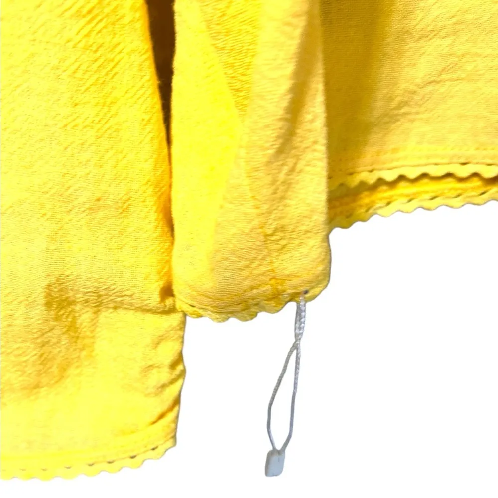 Floral Wide Sleeve Embroidered Yellow Tie Front Cotton Size 36 Euro or Small - Image 4