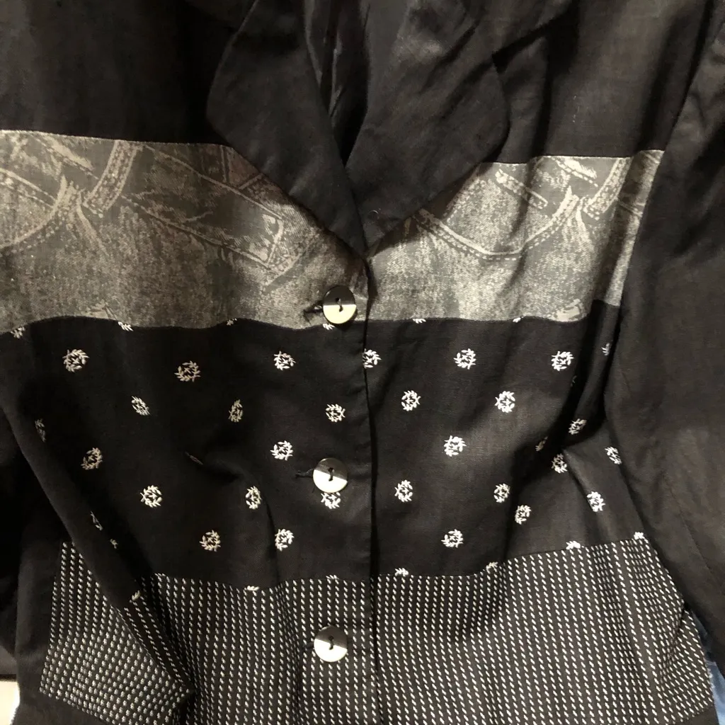 Newport News Black& gray Jeanology pattern blazer women sz 12 Y2k retro vintage - Image 12