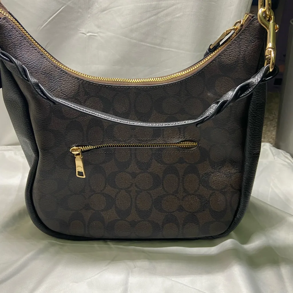 Coach Black and Brown Shoulder Bag - Image 4