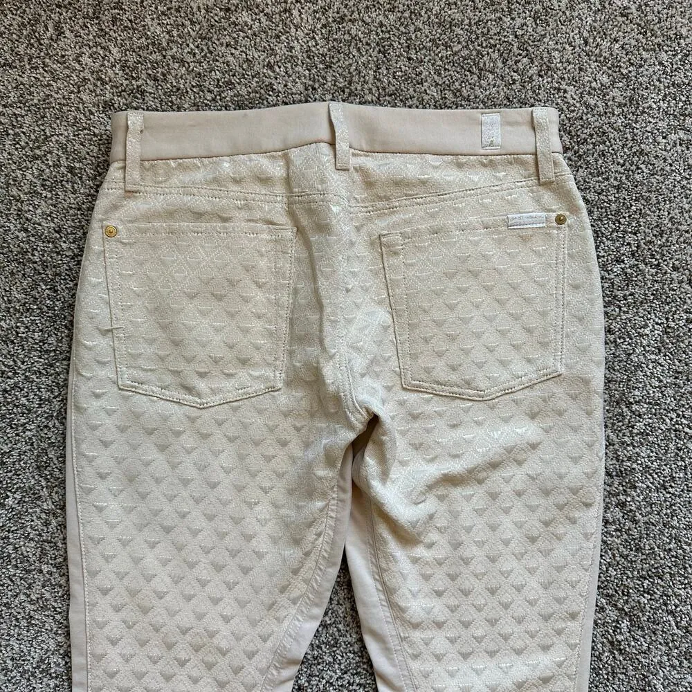 7 For All Mankind cream & gold metallic skinny pants size 31 - Image 5