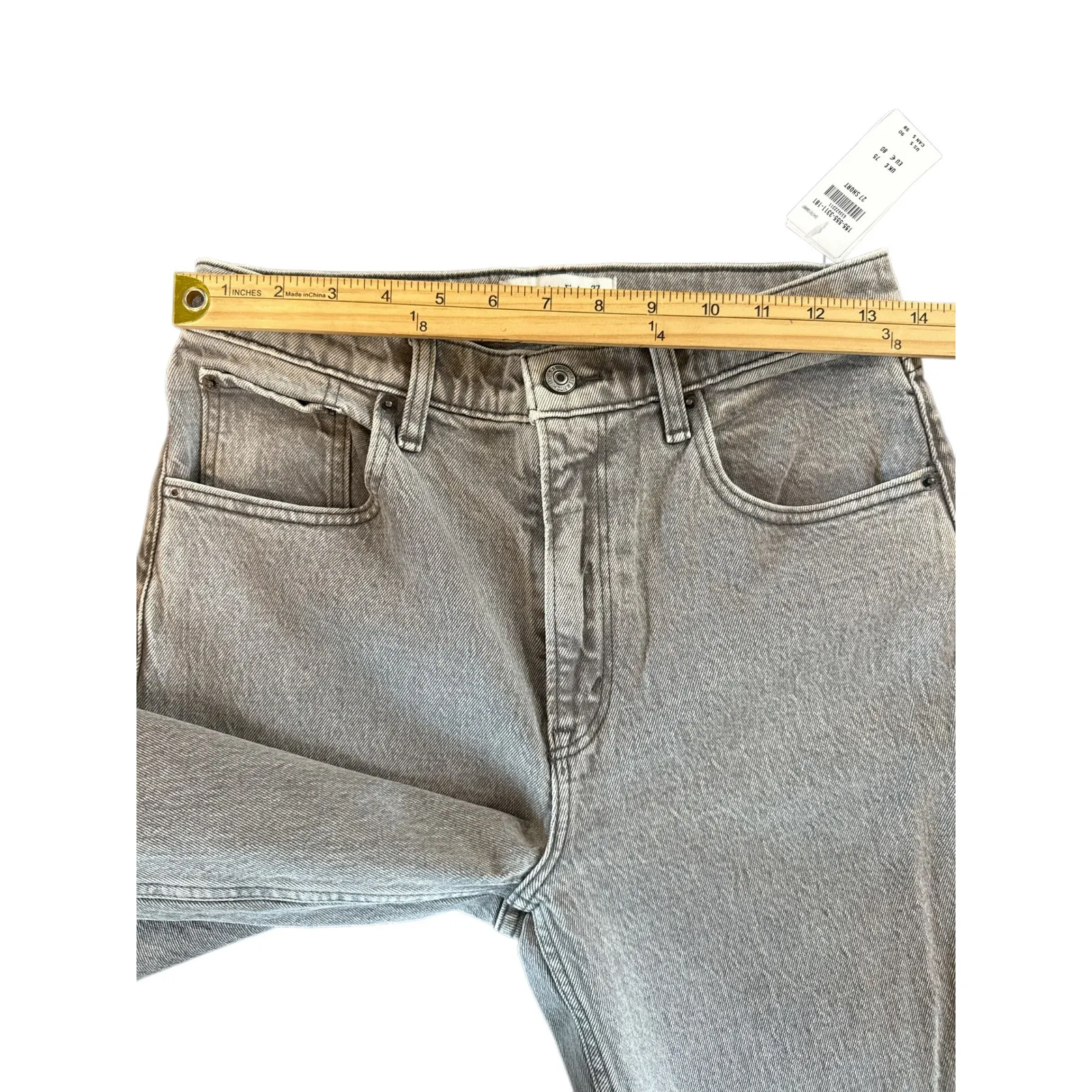 NTW Abercrombie & Fitch The '90s Straight Ultra High Rise Jeans Gray 27 4S Short - Image 3