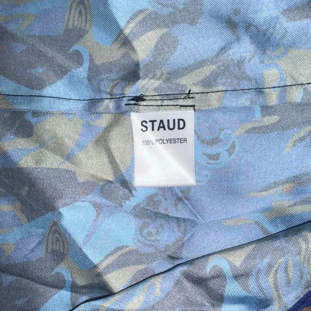 NEW STAUD Thicket Sapphire Sirens Long Sleeve Printed Satin Midi Dress 10 - Image 6