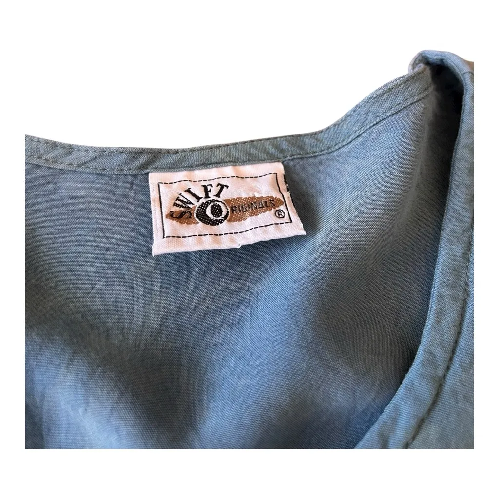 Vintage boho geometric painted tank Size Medium Blue - Image 8