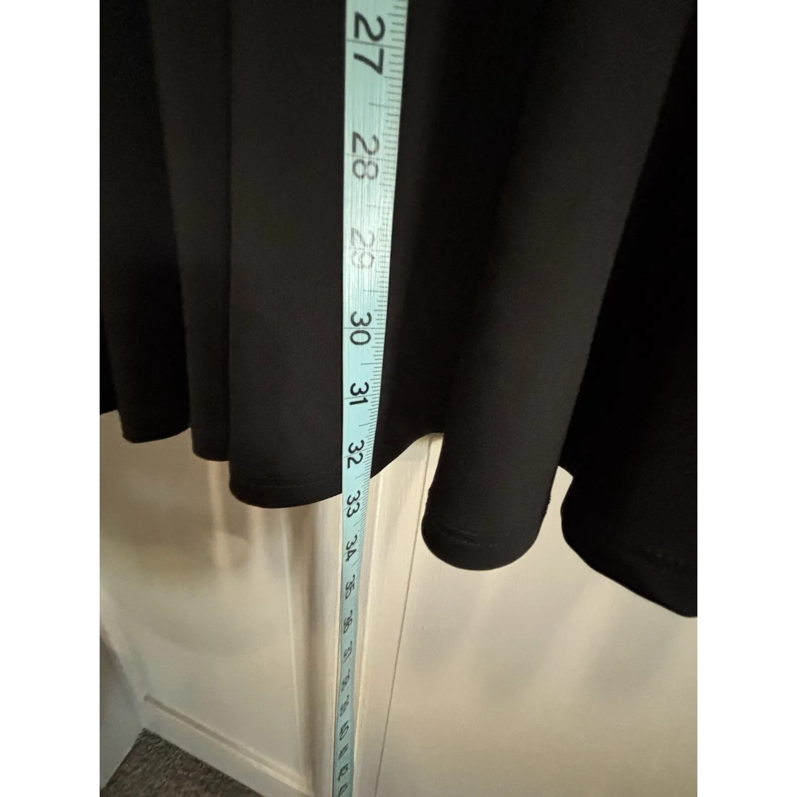 SHEIN‎ Black Midi Dress V Neck Size Medium Long Chiffon Sleeve Band Waist Ruffle - Image 4