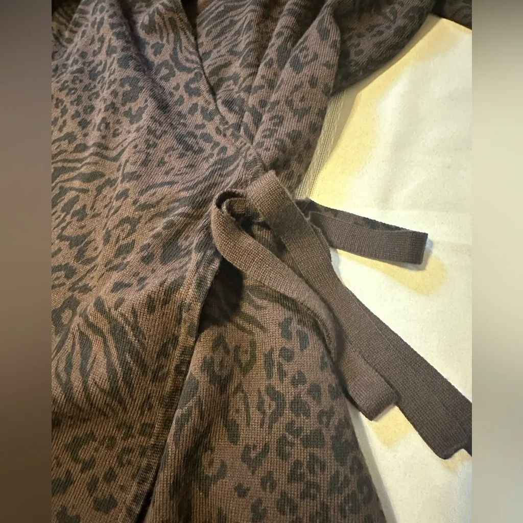 Nina Leonard Chocolate Animal Print Long Sleeve Dress - Image 8