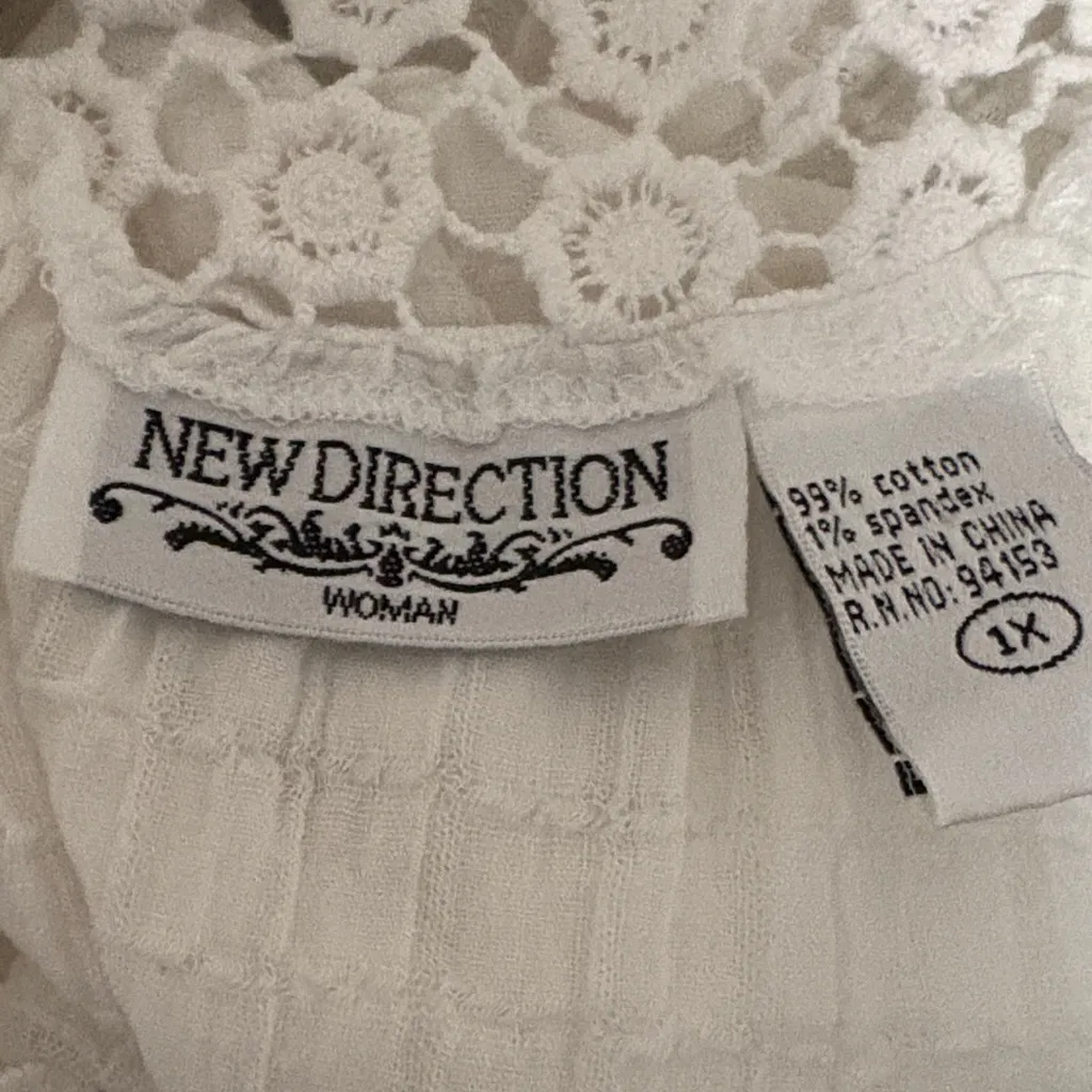 New Directions White Lace Blouse 1X - Image 6