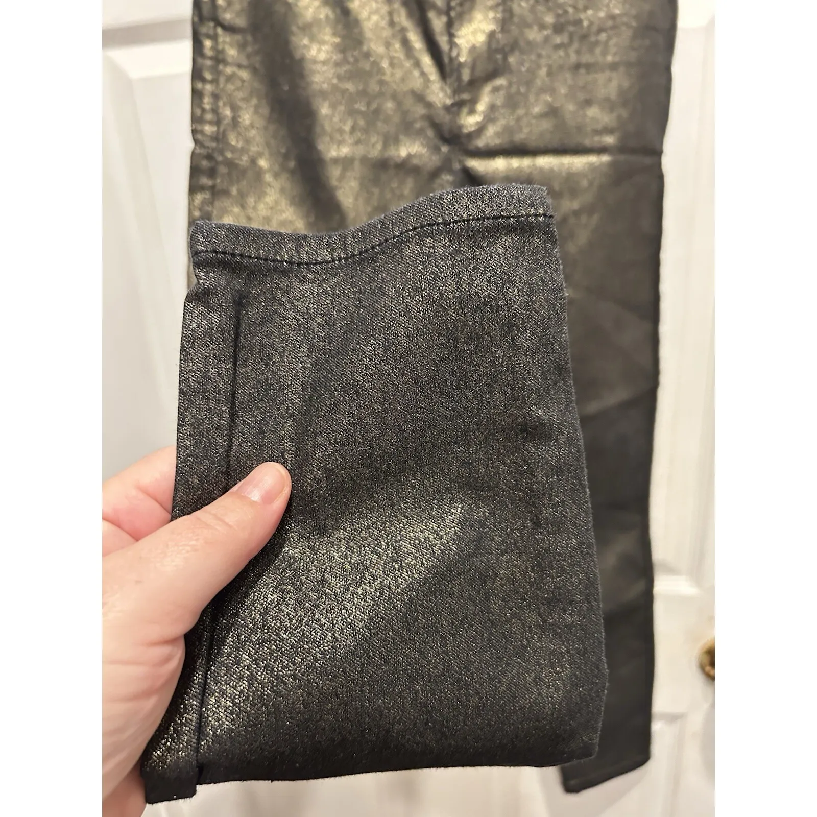 FRAME Denim Le High Skinny Metallic Old Gold Black Jeans Women's Size 28 Party - Image 7