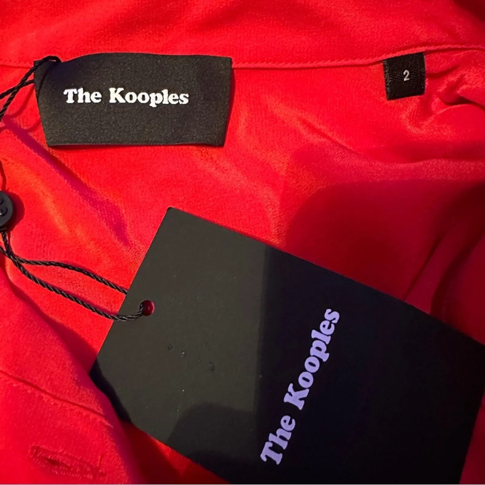 The Kooples‎ Wrap-Over Red Silk Long Sleeve Button Down Bodysuit Sz 2 (M) NEW - Image 8