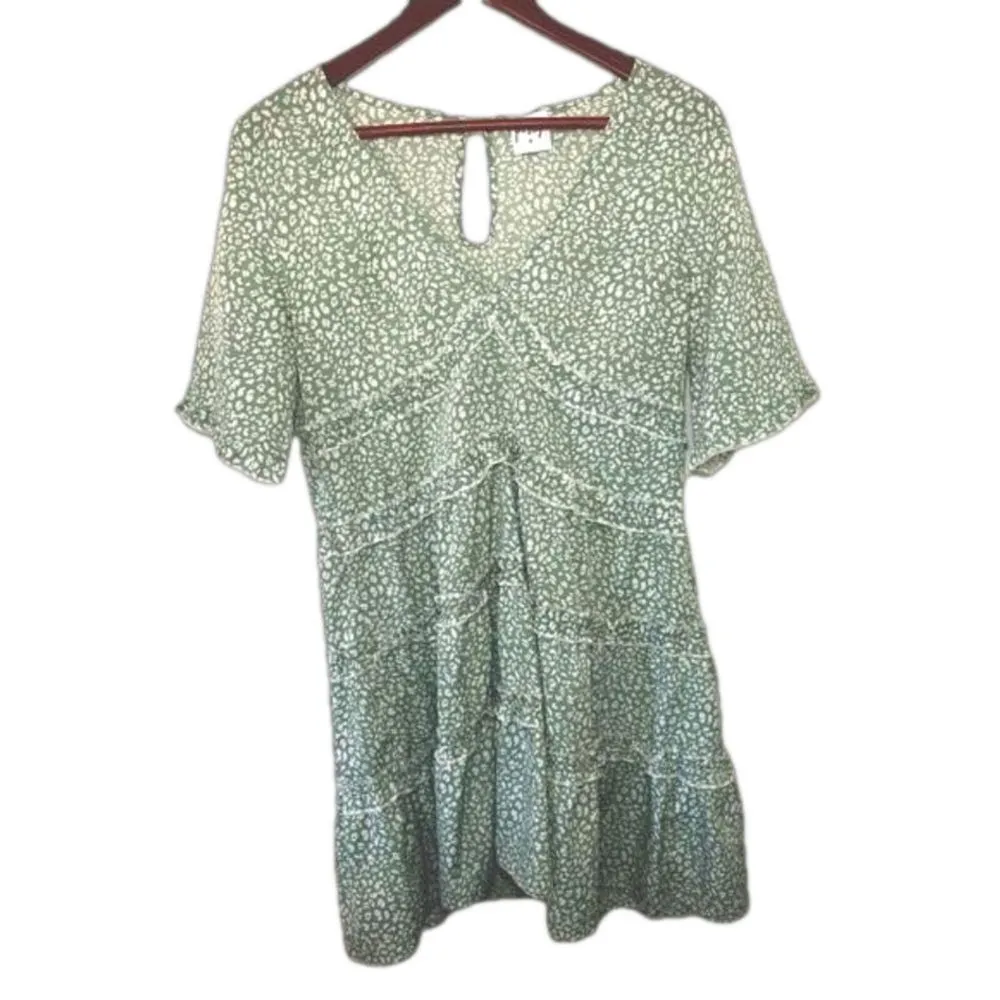 Princess Polly Size 4 Candice Sage Green‎ Ruffle Short Sleeve Mini Dress - Image 2