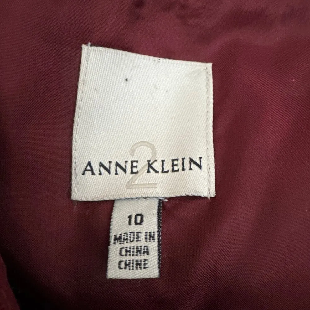 Vintage Y2K Ann Klein Moher kneelength skirt in burgundy size 10 - Image 5