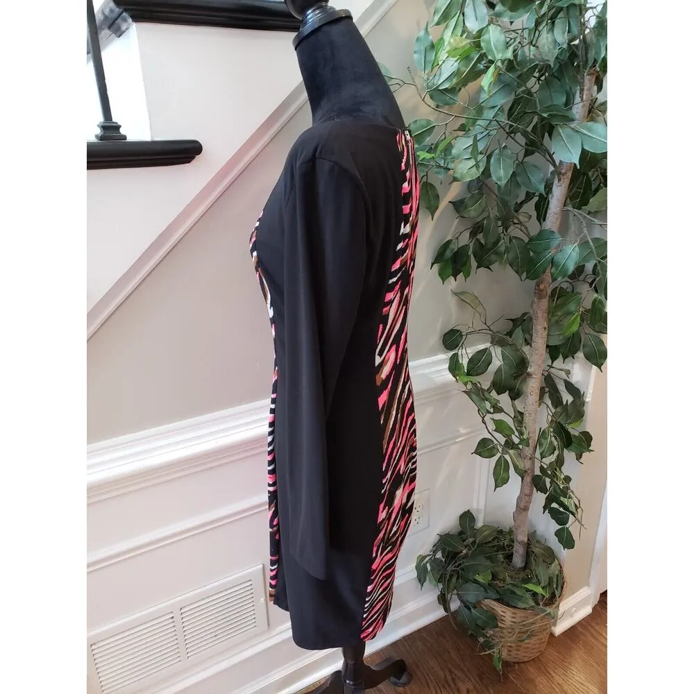 BISOU BISOU Women's Multi Animal Print Back Zip Long Sleeve Knee Length Dress 10 - Image 8