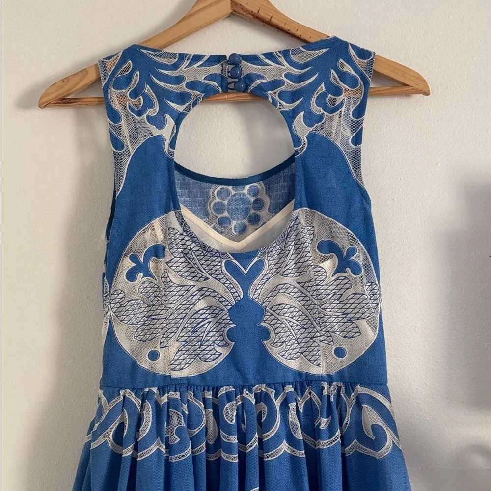 Anthropologie Plenty by Tracy
Reese Azure Lace Dress folklore blue white EUC - Image 5