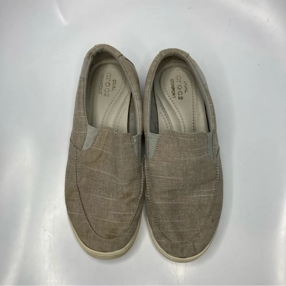Crocs citiline tan‎ canvas slip on shoes size 8 - Image 5