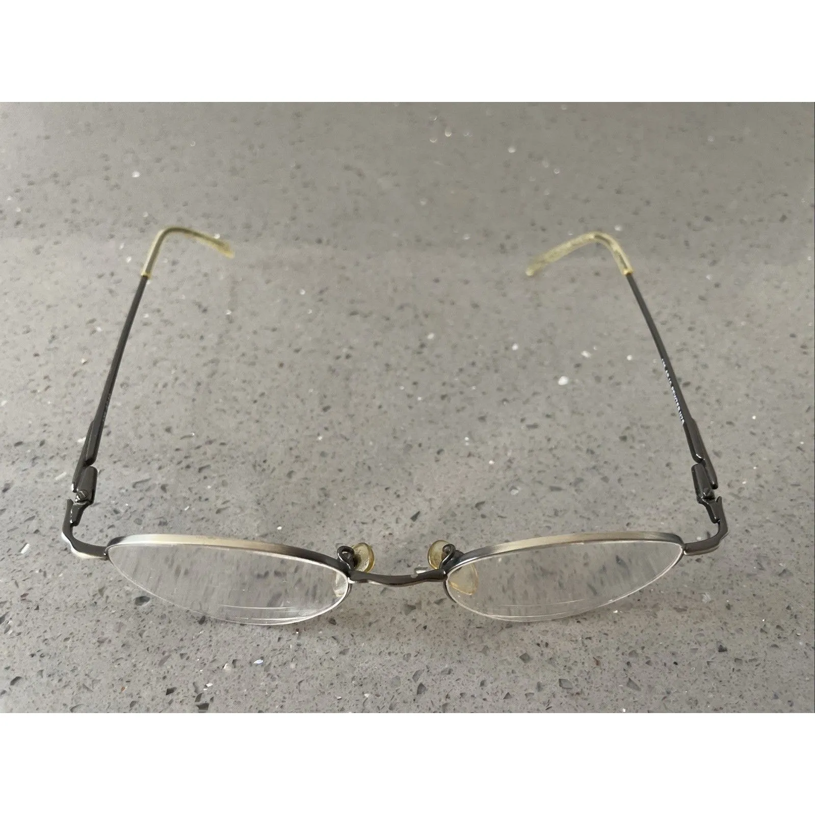 Apostrophe AP10 Pewter N7S Eyeglasses Frames ONLY Metal Half Rim Oval 48-19-135 - Image 2