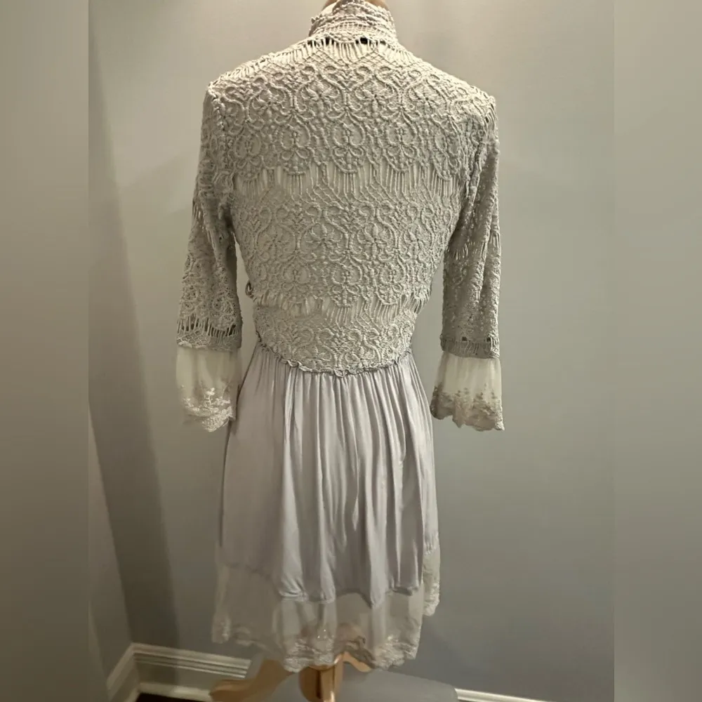 BKE Boutique Chiffon Lace overlay Flyaway Cardigan. Size XSmall Glacier … - Image 5