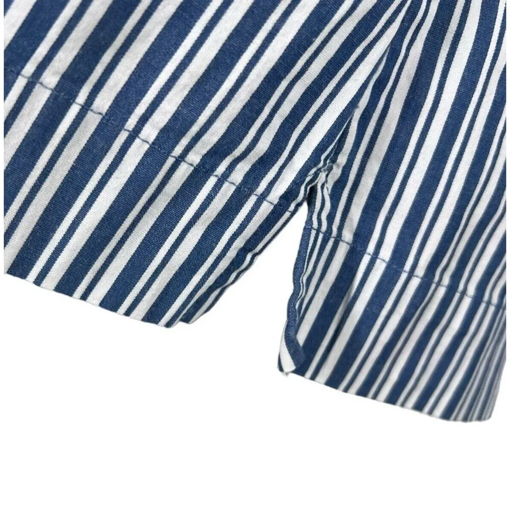 TALBOTS SLEEVELESS Blue & White Tank TOP SIZE 2 Stripes Cotton Blend Tunic GH - Image 9