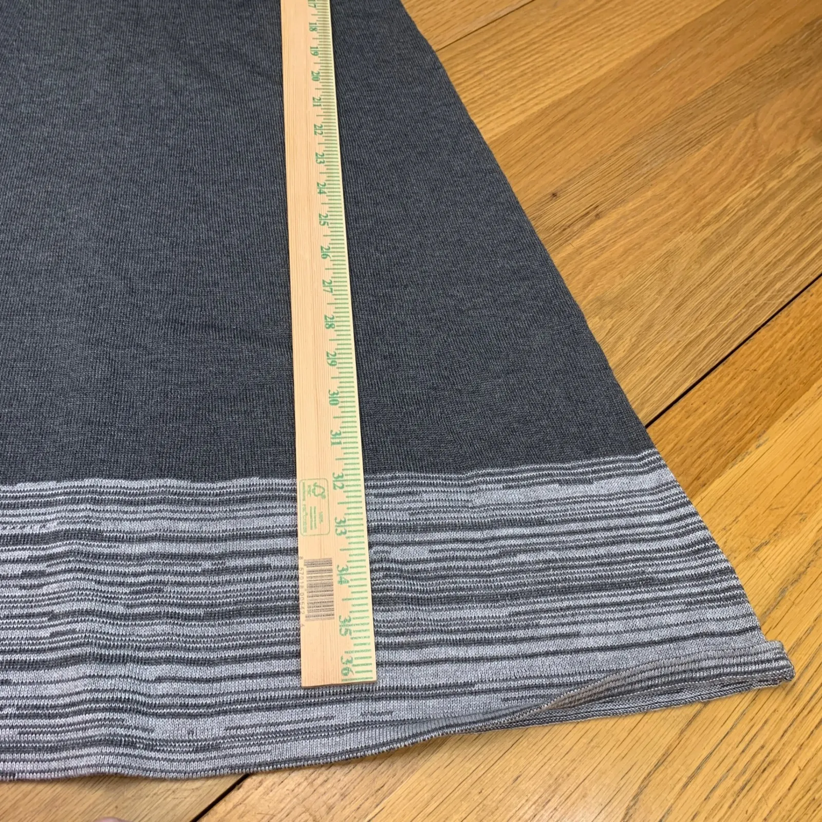 Worthington Dress Womens Size Large Gray Striped 3/4 Sleeve Fit Flare Sweater - Image 5