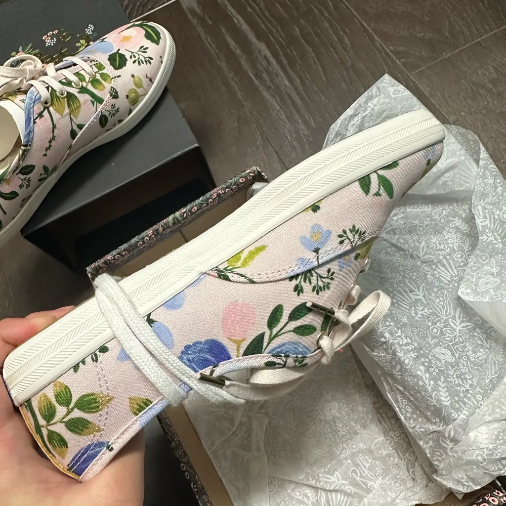 NIB Rifle Paper Co. x Keds pink floral tennis shoes. - Image 15