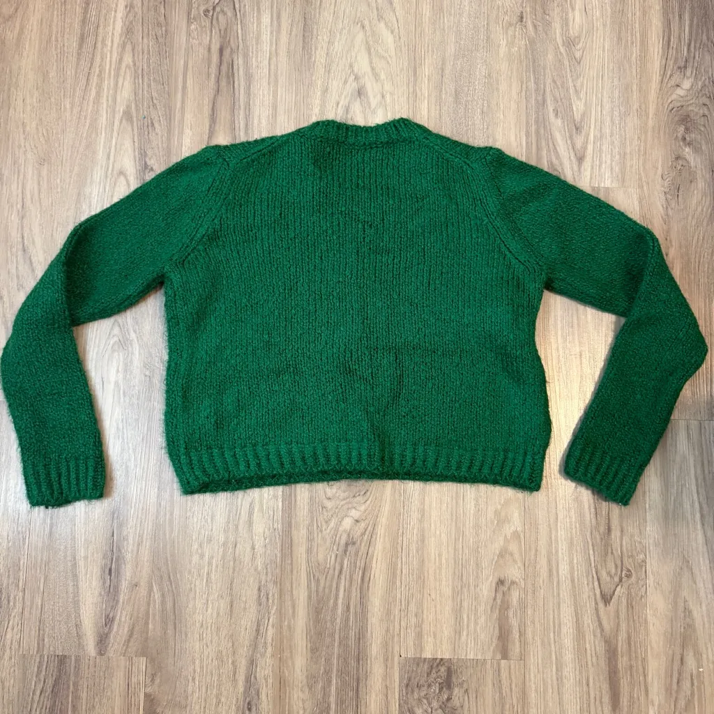 Zara Cropped Green Women's Sweater Size Small - Image 3
