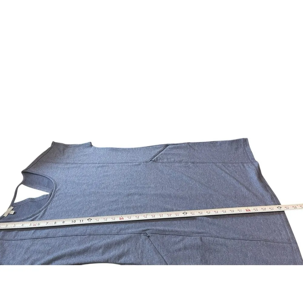 T By Talbots Soft Jersey Knit Heathered Blue Cap Sleeve Athleisure Dress L NWT - Image 8