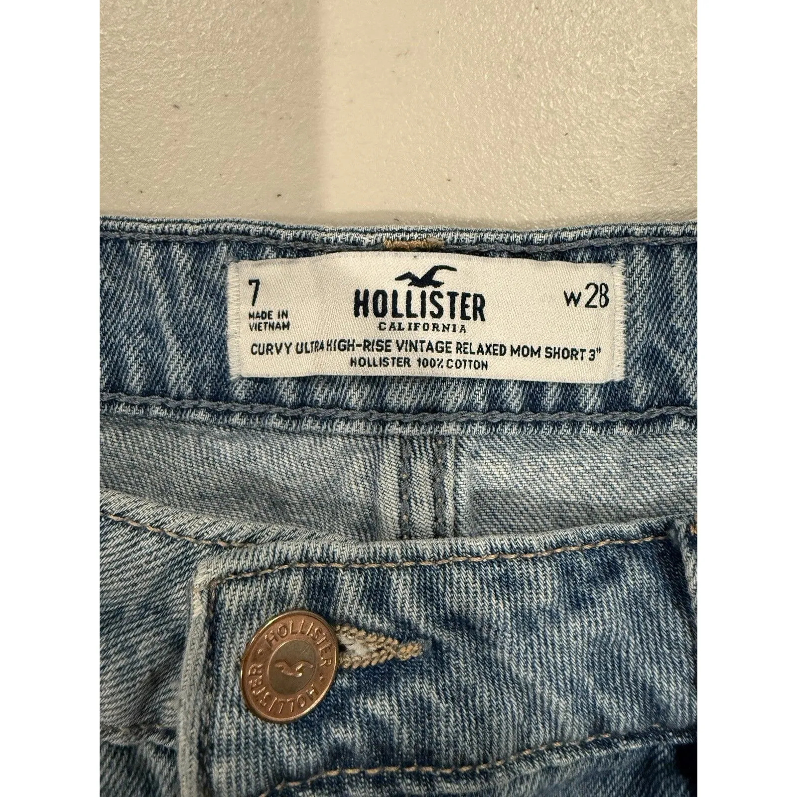 Hollister High Rise Shorts Womens 29" Curvy Mom Cut Offs 100% Cotton Travel - Image 3