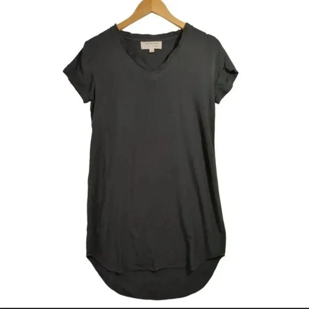 Anthropologie Cloth & Stone Grey Vneck Tshirt Shift Dress‎ Size Small - Image 2