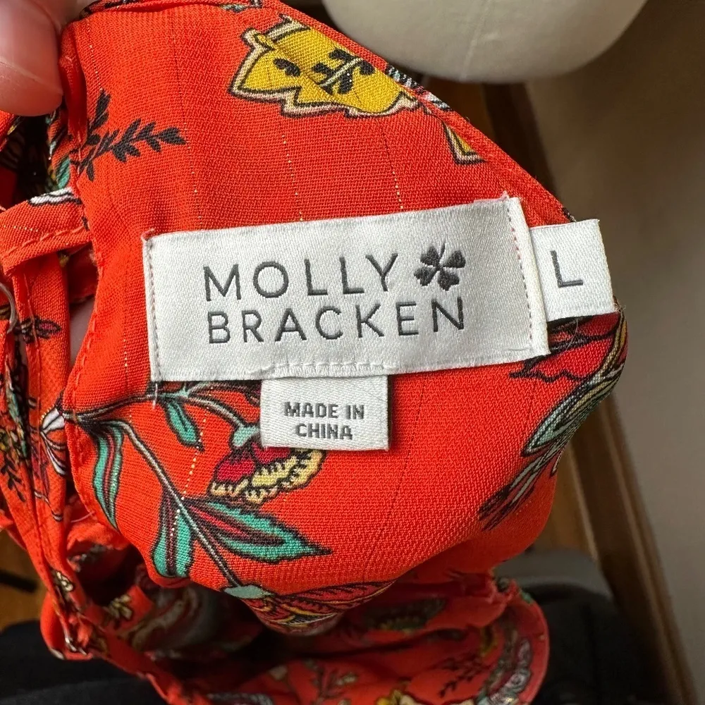 Molly Bracken Floral Ruffle Cutout Maxi Dress L | Coastal Beach Resort Vacation - Image 8