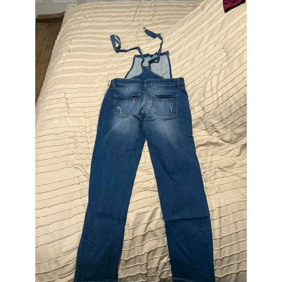 Wax Jean Basic Denim Distressed Women's Denim Overalls - Image 4