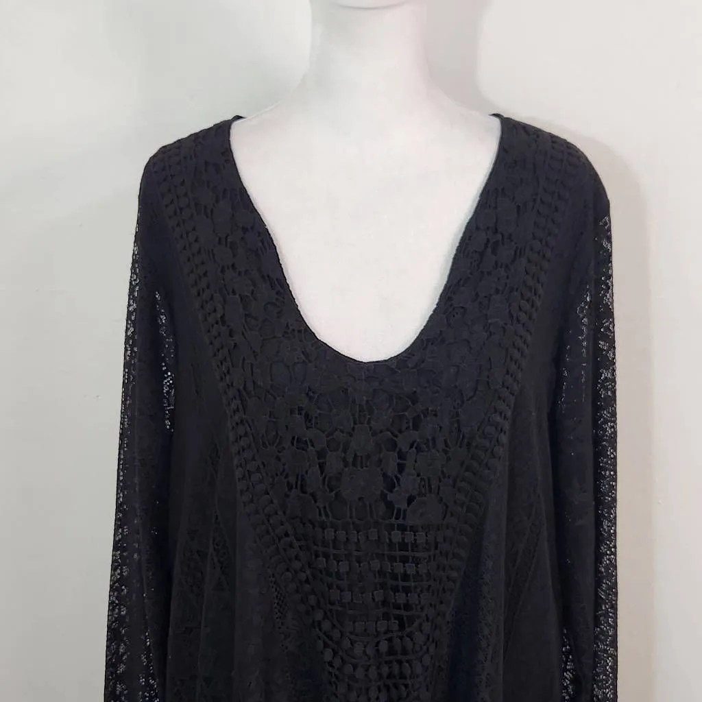 Eyeshadow Black Lace Shift Dress Size Large Black Lace Wedding Guest Dress - Image 3