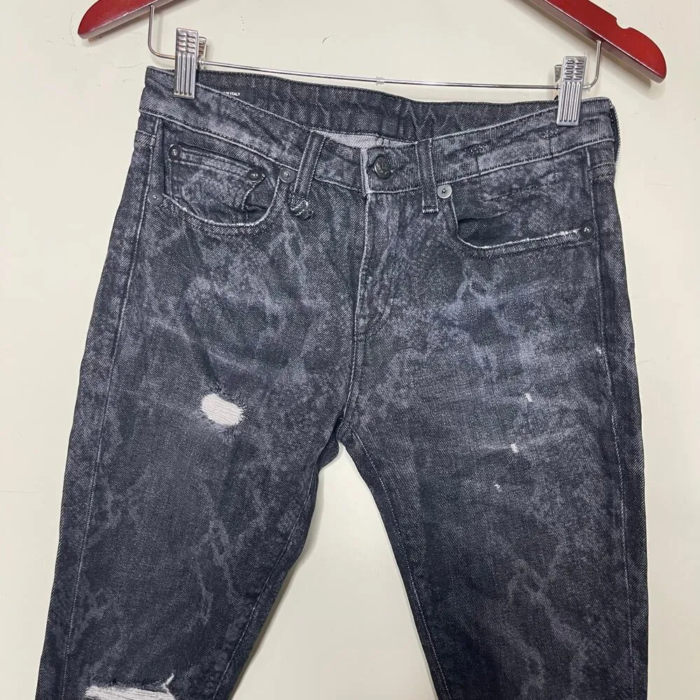 R13 Made In Italy Alison Skinny Distressed Jeans in Callen Snake Print Size 26 - Image 3