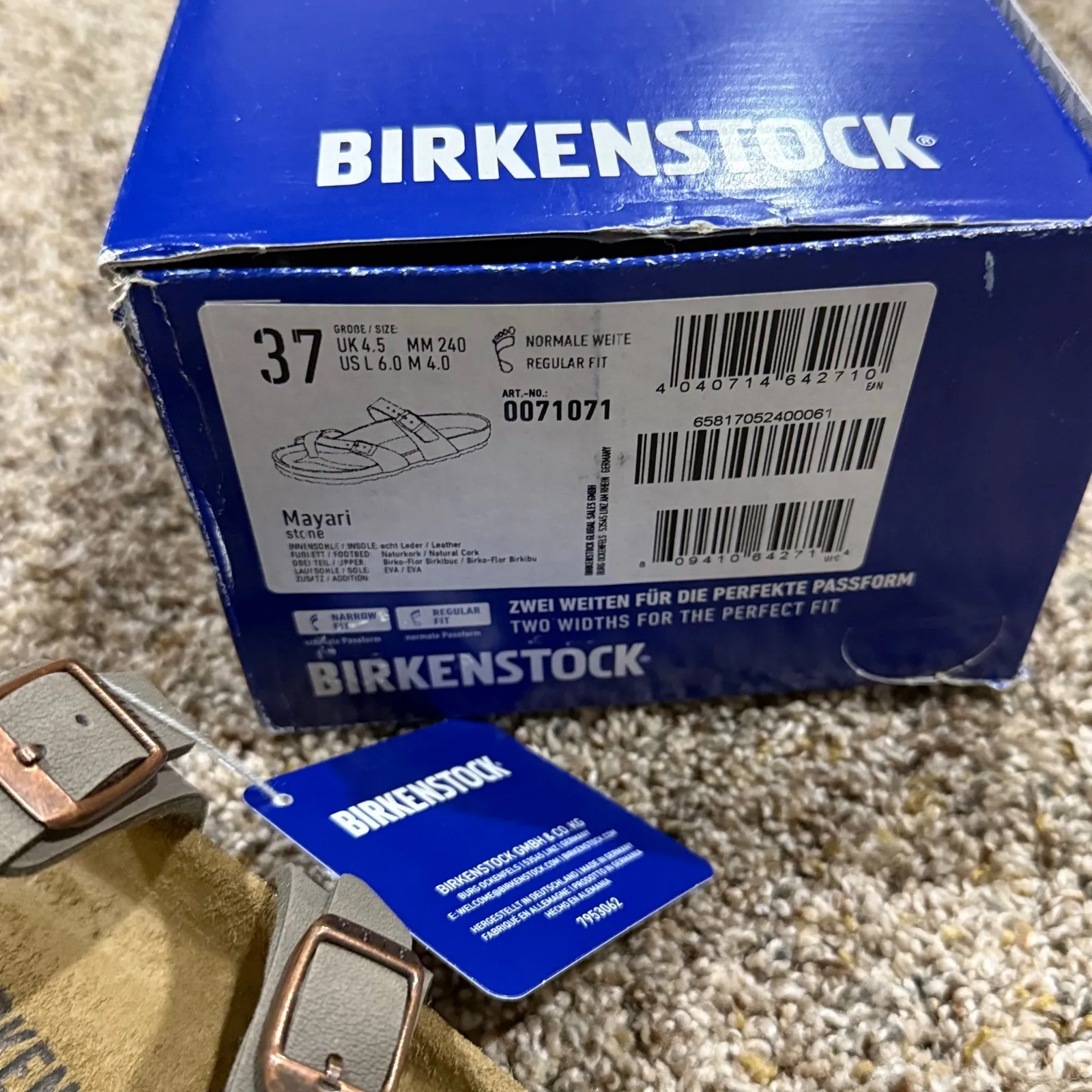 Birkenstock Mayari Stone Leather Strappy Thong Sandals Women's Size 37 EUR - Image 3