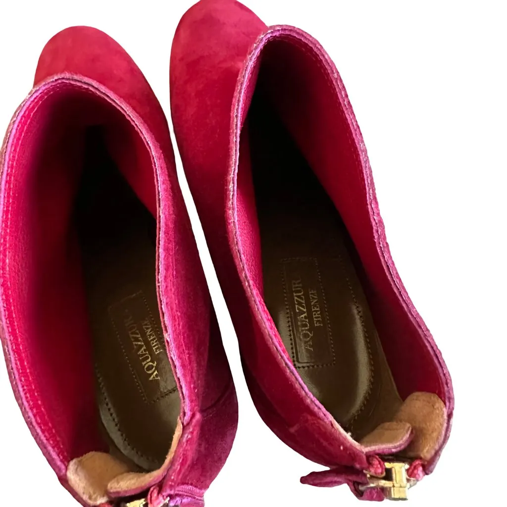 Aquazzura Downtown Booties 85 Spice Red Boots Suede High Heel Size 40 10 Women's - Image 8